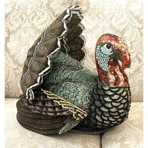 John Derian Target 2025 Fall Shaped Beaded Grouse Pillow – 16x8, NWT, Cotton, Indoor